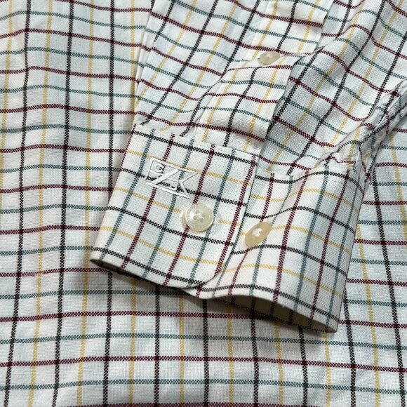 Cutter & Buck Mens Button Down Shirt XL Long Sleeve White Yellow Purple Check - Picture 2 of 9